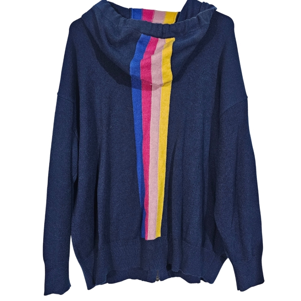 Torrid Love Sick Rainbow Stripe Zip up Sweater Hoodie Size 1 NWT - Picture 5 of 7